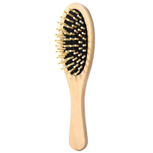 Wooden Bamboo Hair Vent Brush Keratin Care Spa Massager Comb Black