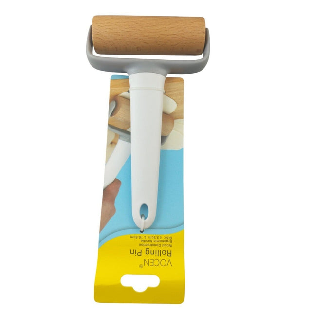 Wooden Pastry Dough Roller with Handle 10 cm Pizza Crust Cake Rolling Pin