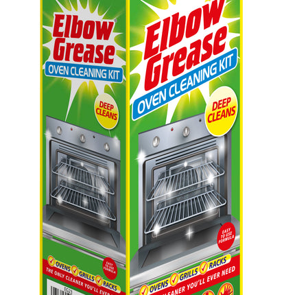 Elbow Grease Oven Cleaner for Domestic Ovens and BBQ - 500 ML Bottle - Bags, Gloves & Hob Scraper - Complete Oven cleaning kit with Elbow Grease All Purpose Degreaser 1L